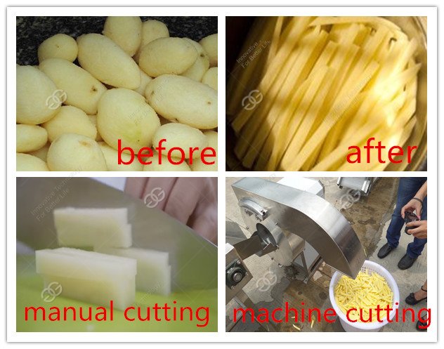 comparison of manual cutting potatoes and machine cutting potatoes